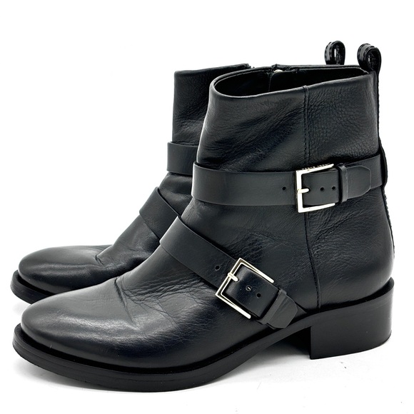 Tory Burch Black Double Strap Buckles Ankle Boots - Picture 1 of 10